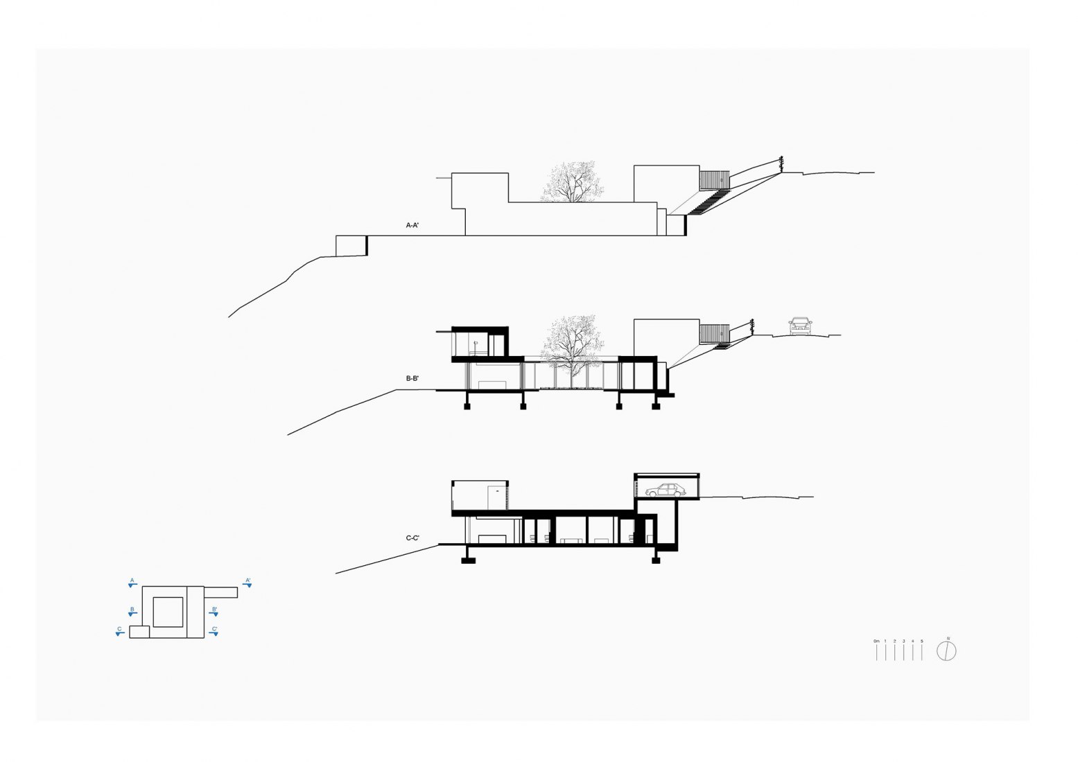  Secciones. Casa a Begur por Garcés de Seta Bonet arquitectes.