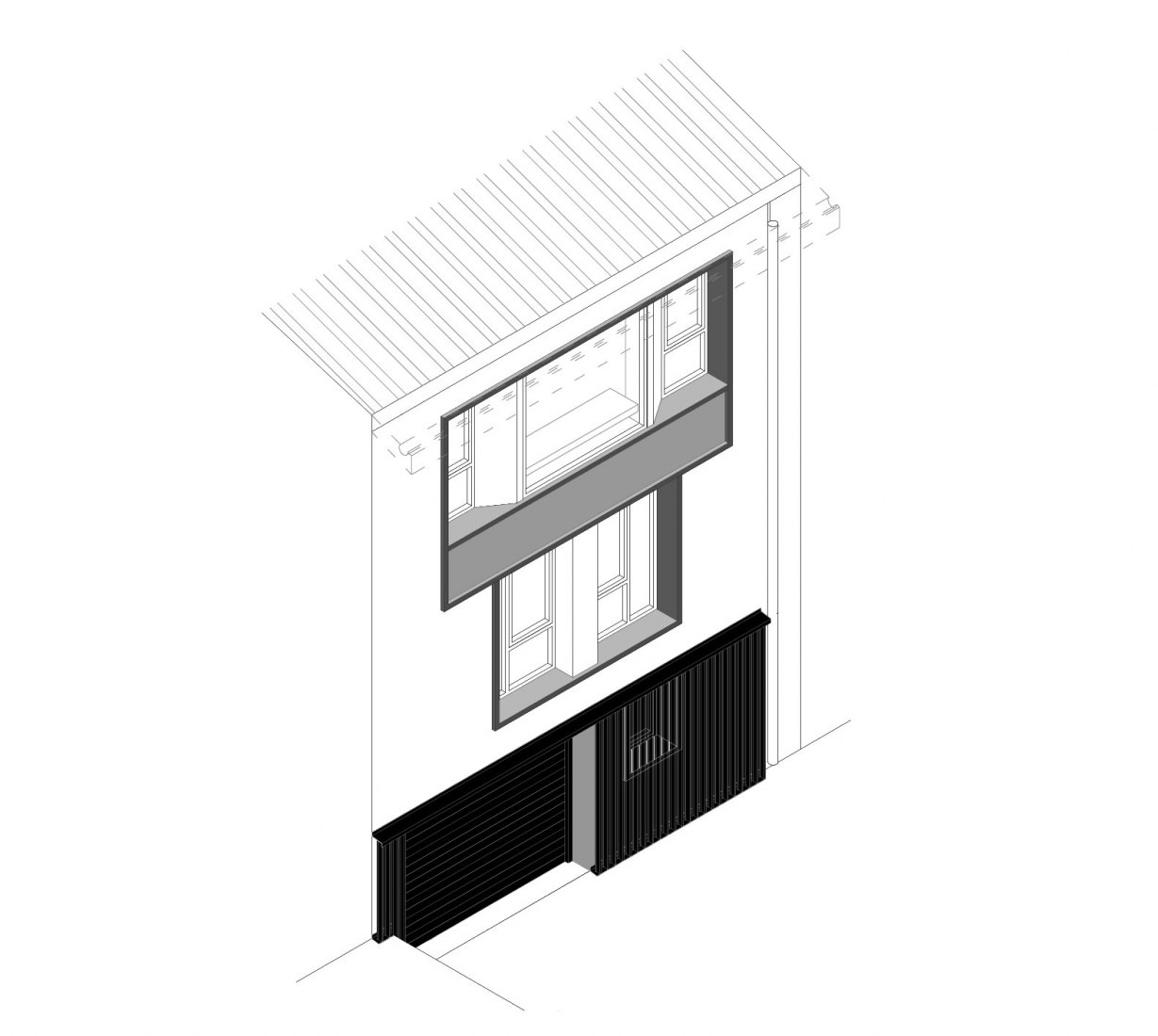 Rear elevation axonometry. Comillas House by GarciaGerman Arquitectos