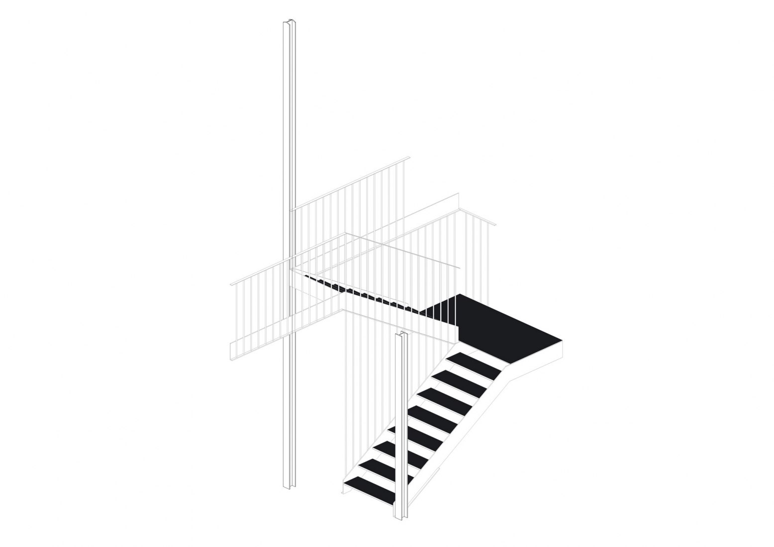 Stairs axonometric. Anaz House by GarciaGerman Architects.