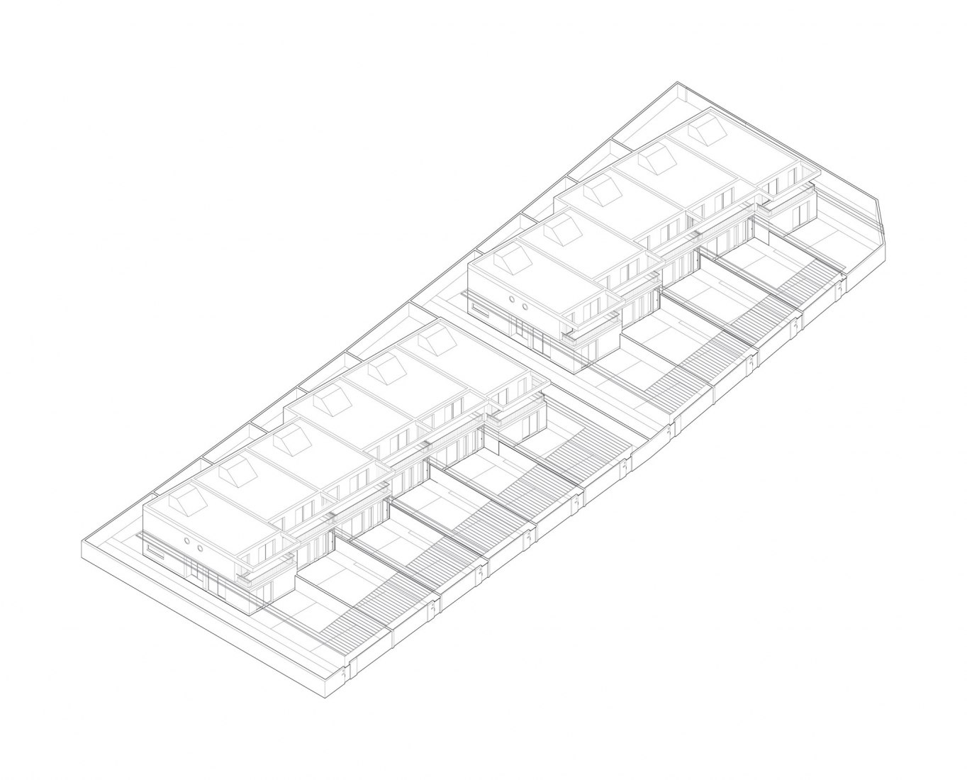 Axonometry. Vallecas Patio Houses by Garciagerman arquitectos.