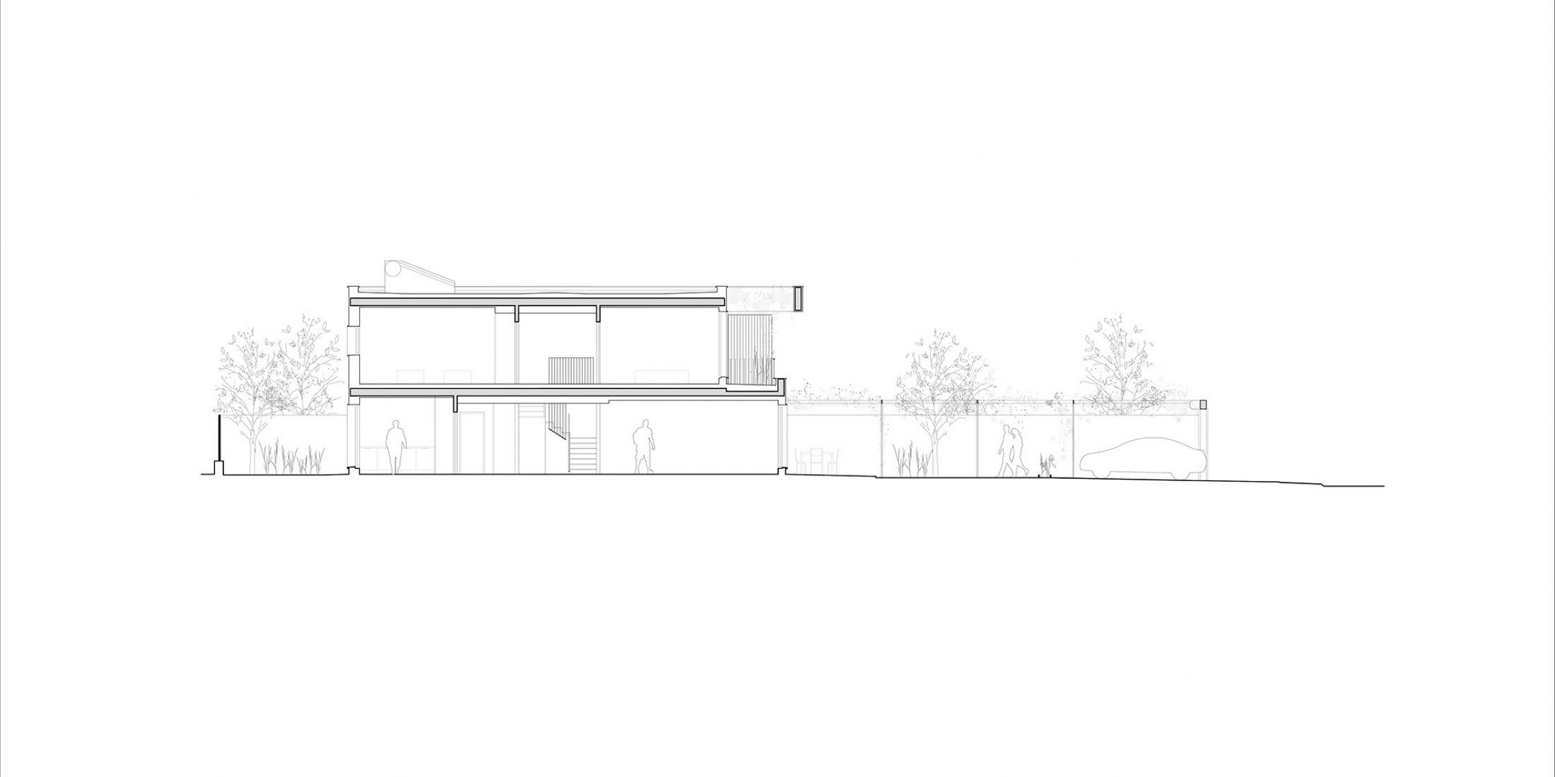 Longitudinal section. Vallecas Patio Houses by Garciagerman arquitectos.