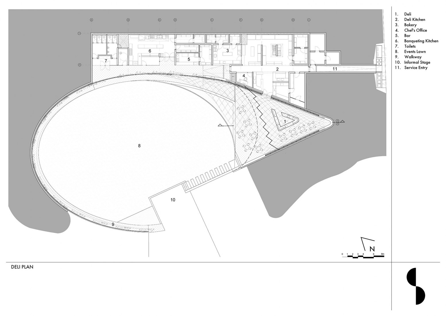 Deli. Ground floor plan. Garden Cafe by Steyn Studio, Meyer & Associates and Square One Landscape Architects