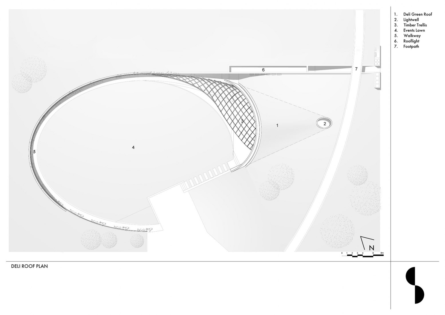 Deli. Roof floor plan. Garden Cafe by Steyn Studio, Meyer & Associates and Square One Landscape Architects