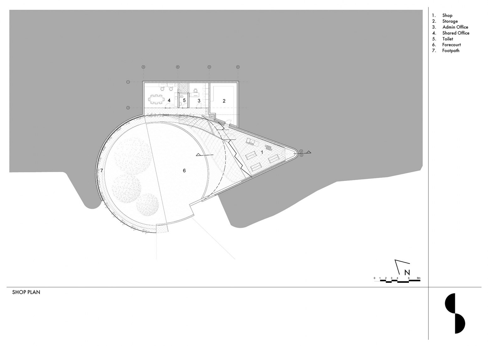 Gift shop. Ground floor plan. Garden Cafe by Steyn Studio, Meyer & Associates and Square One Landscape Architects