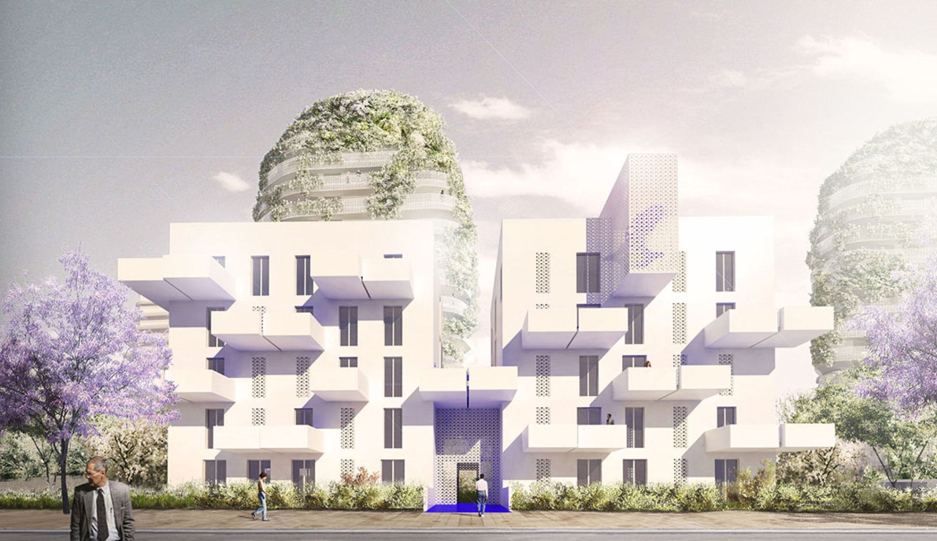 Bloques residenciales. Plano de primera planta. Visualización, Jardines de Anfa, por Maison Edouard François. 