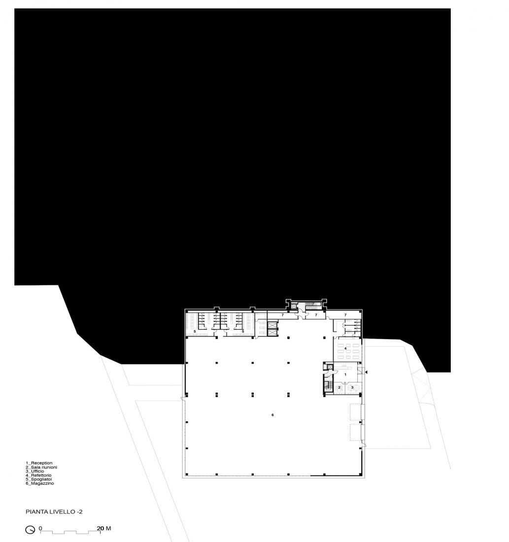 Plano de planta cota - 2. Sede de Furla por GEZA Architettura. Fotografía por Fernando Guerra.