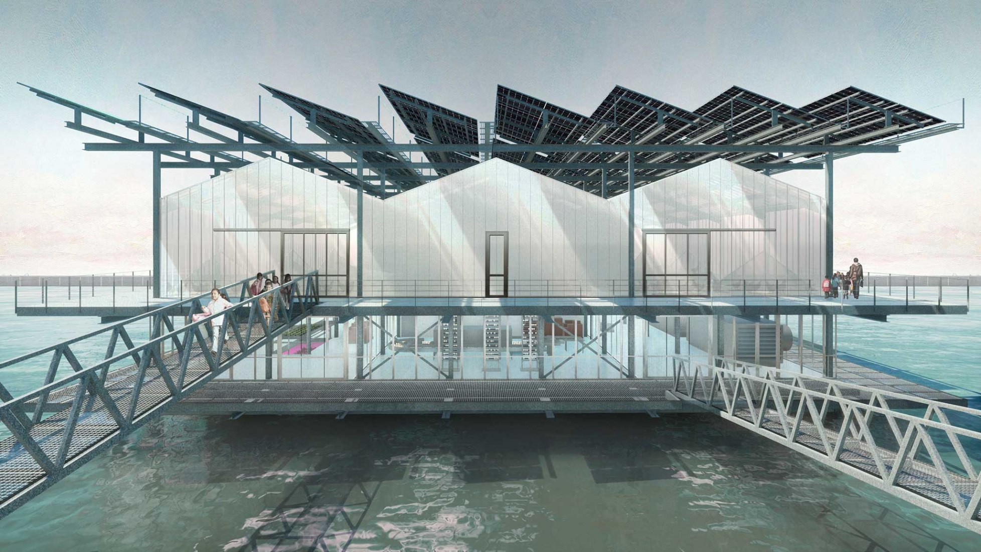 visualización. Granja flotante de aves de corral por Goldsmith Company