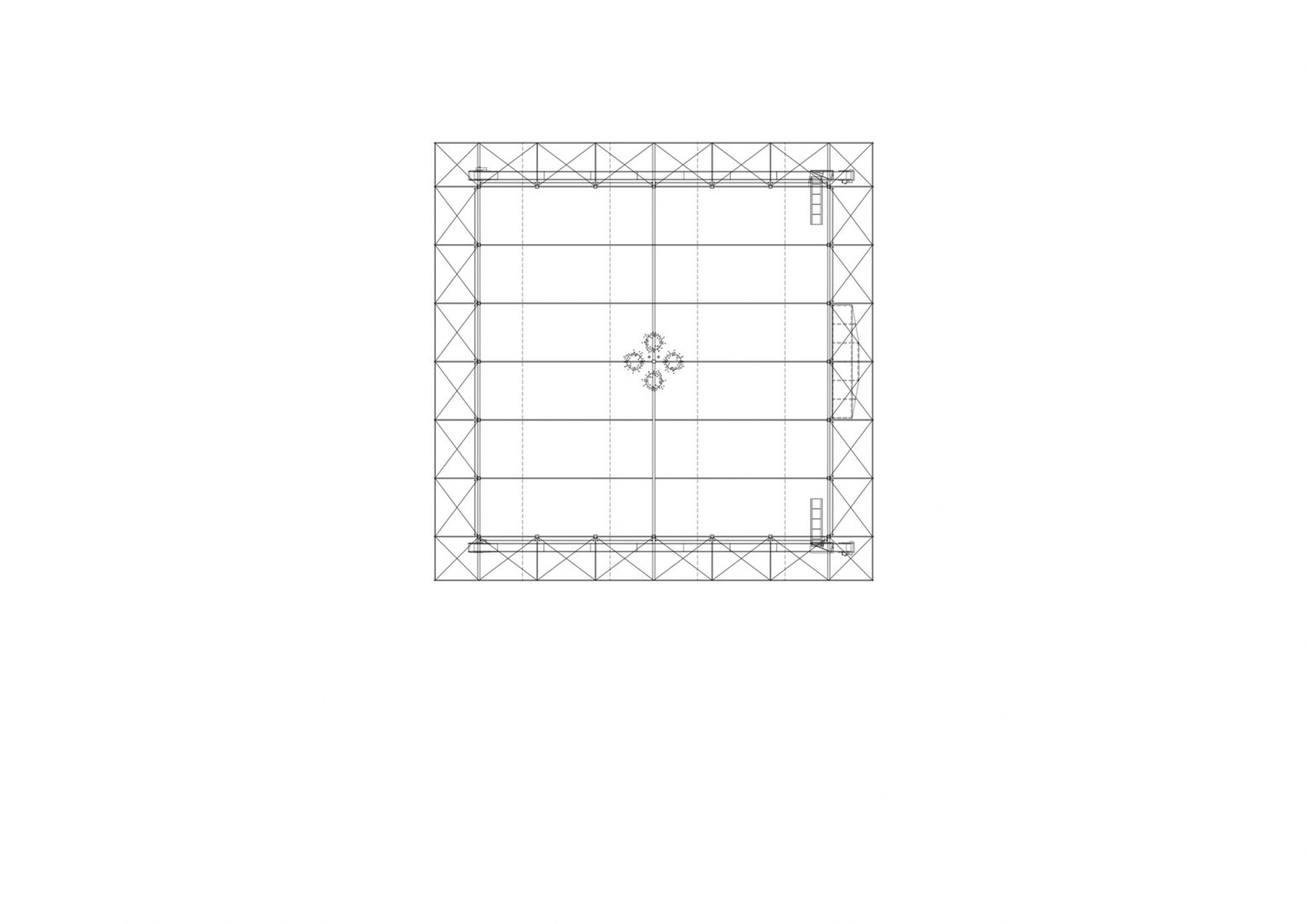 Plano de estructura de cubierta. Floating Farm Dairy por Goldsmith Company.