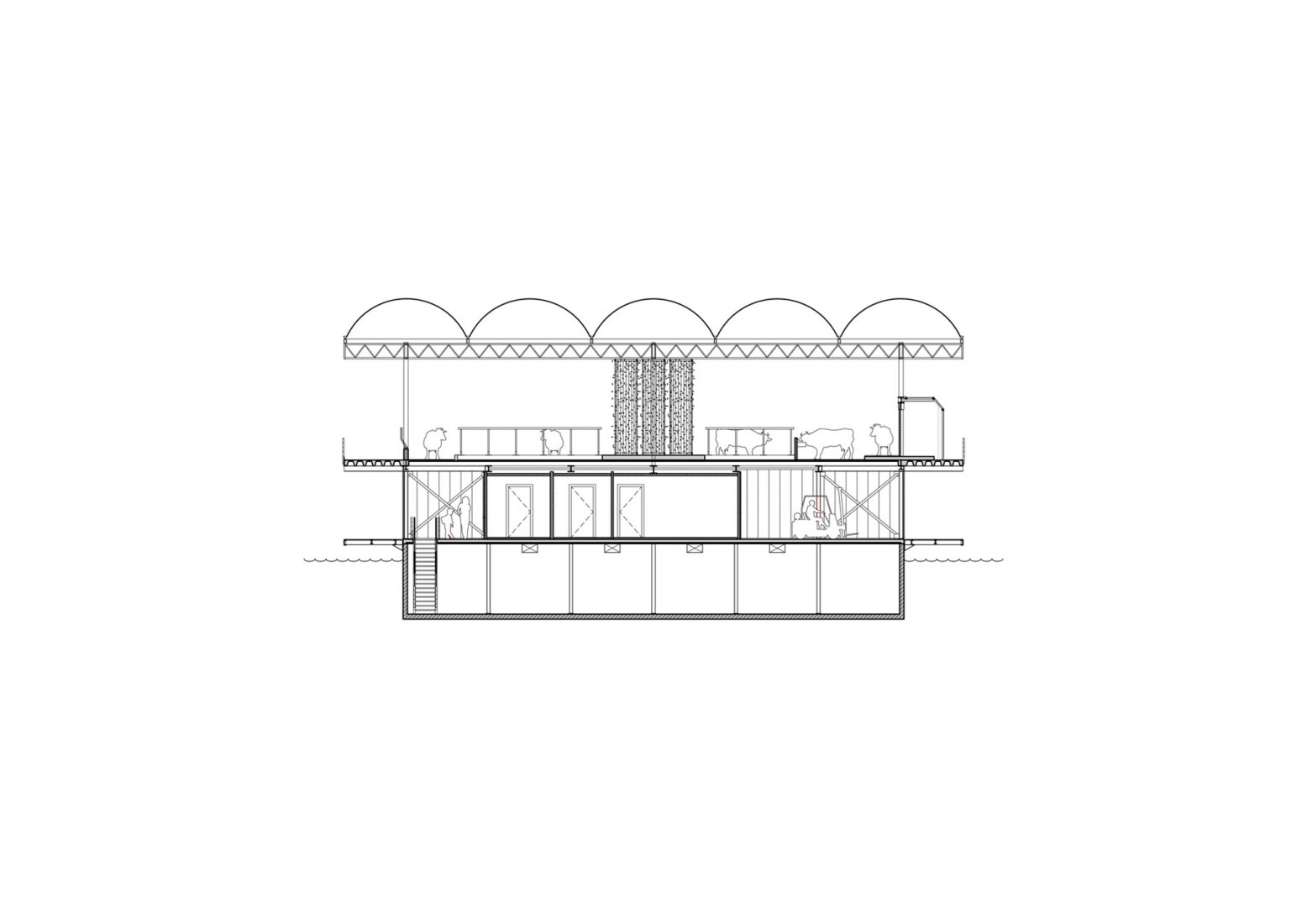 Sección. Floating Farm Dairy por Goldsmith Company.