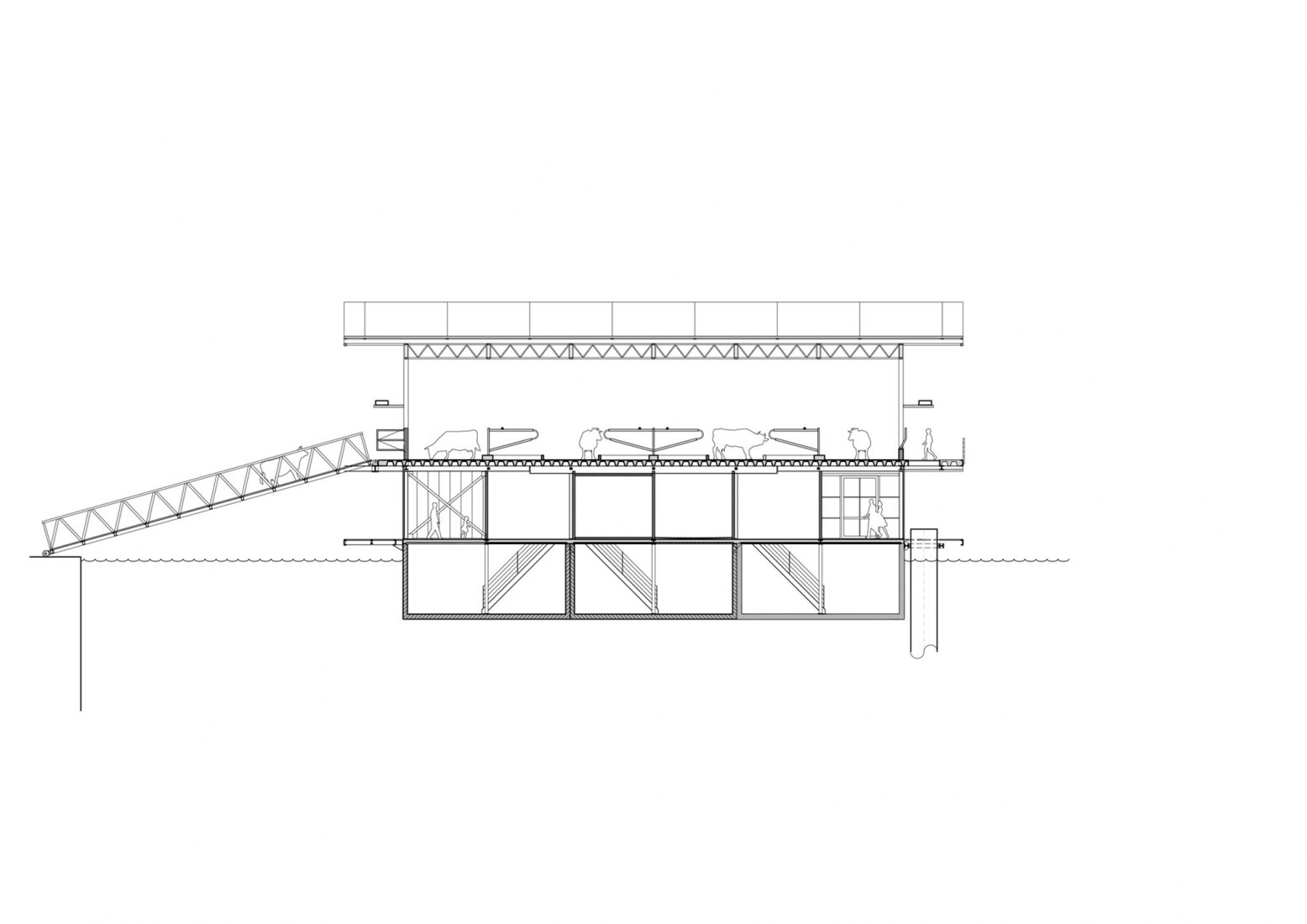 Sección. Floating Farm Dairy por Goldsmith Company.