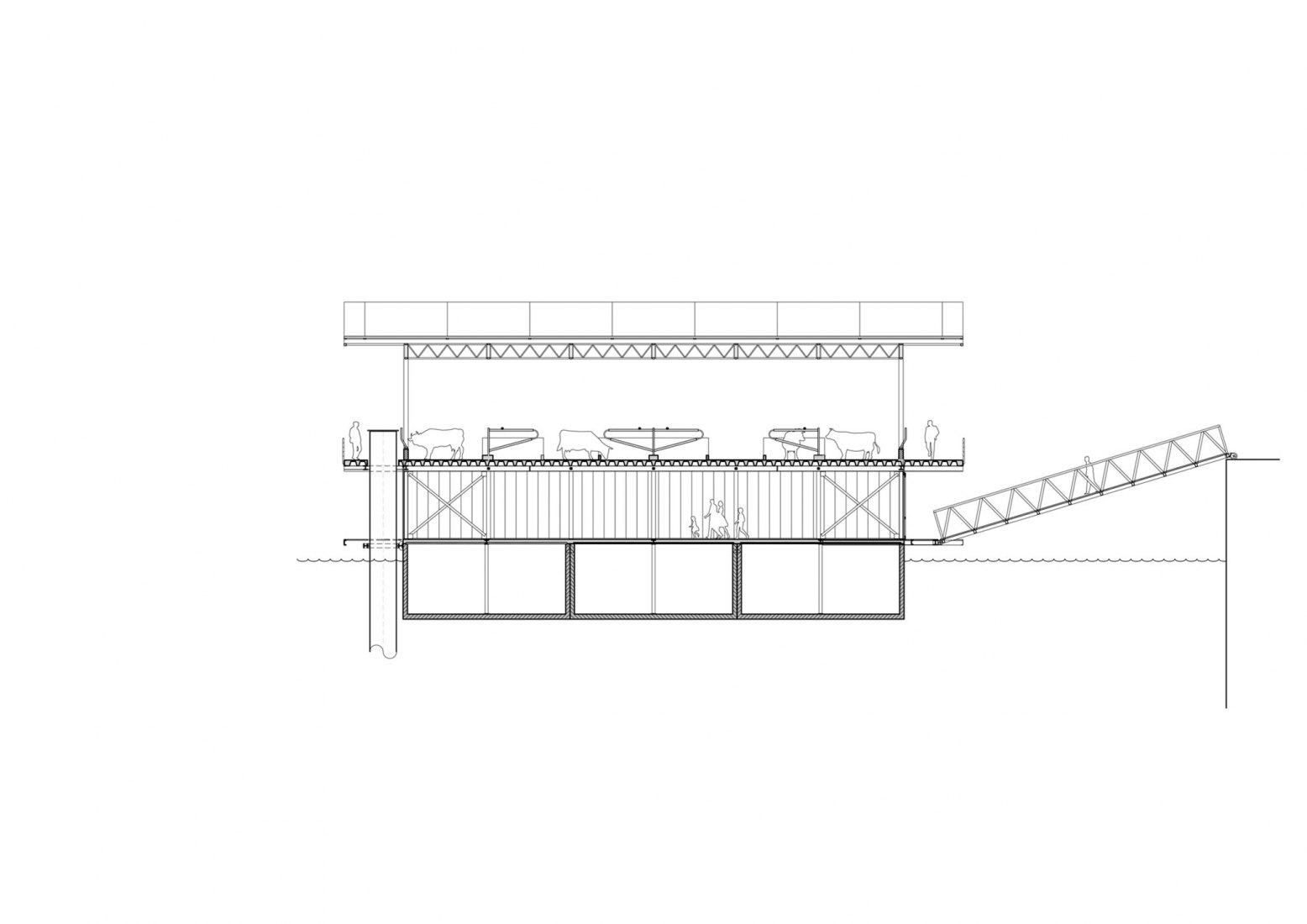 Sección. Floating Farm Dairy por Goldsmith Company.