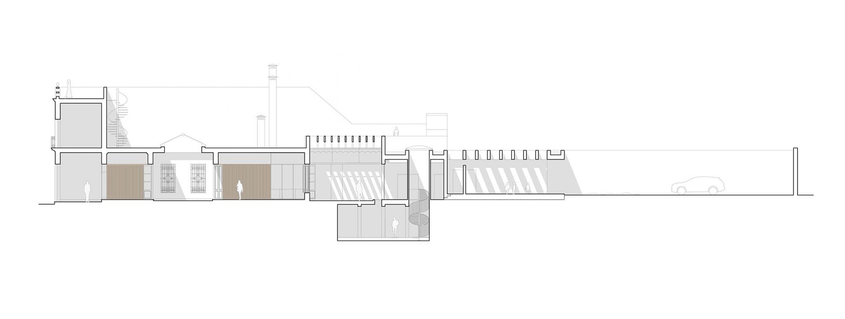 Sección longitudinal. Domus Atrio por González Morgado Arquitectura