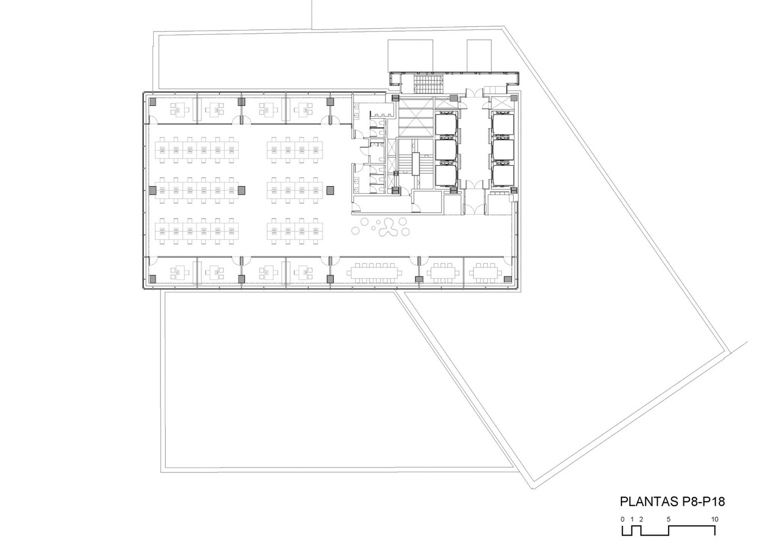 Plano plantas 8-18. Reforma de la Torre Bizkaia por Gonzalo Carro.