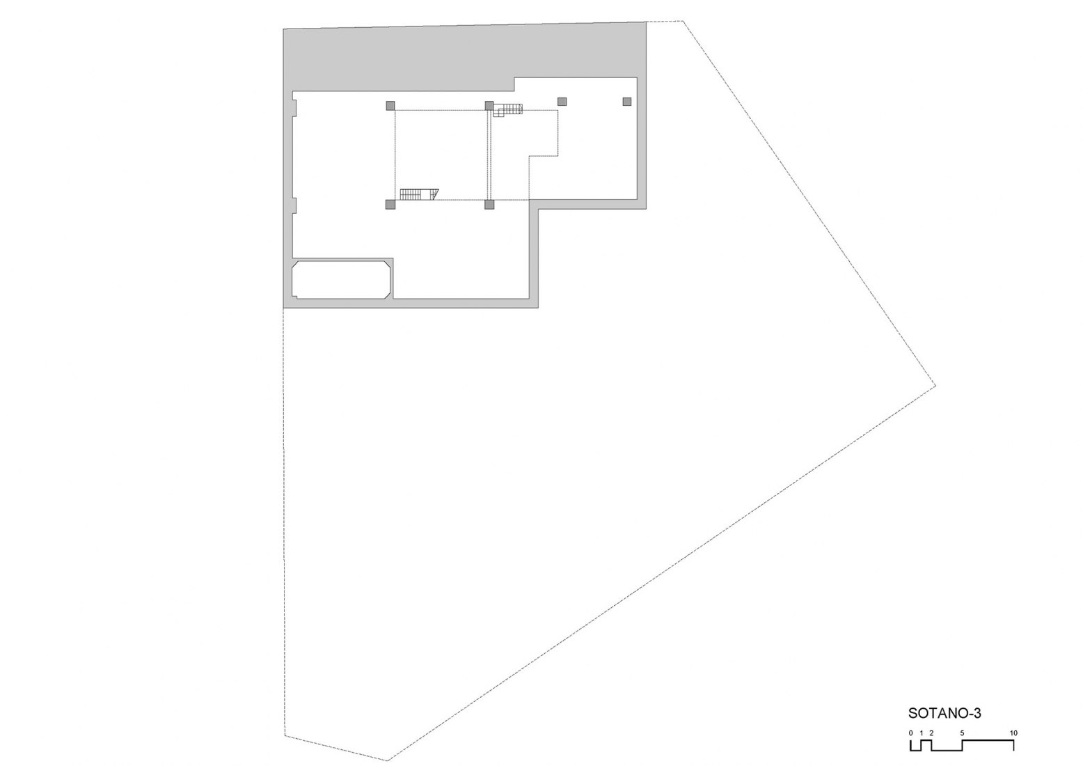 Plano sótano -3. Reforma de la Torre Bizkaia por Gonzalo Carro.