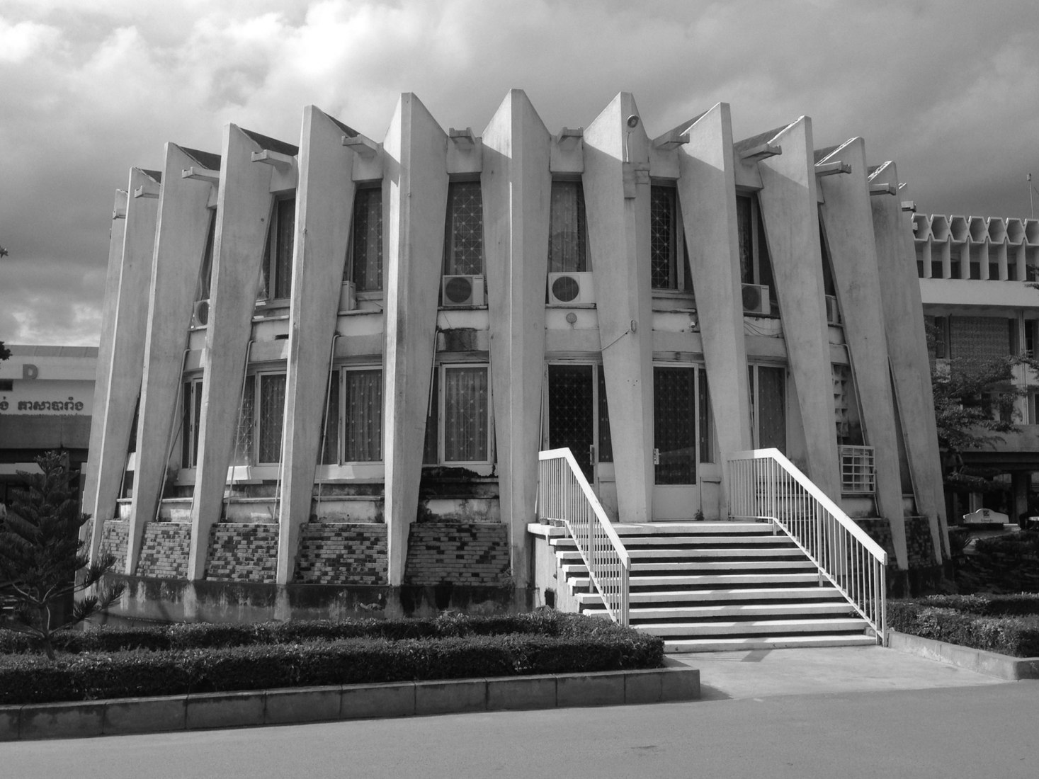 Vann Molyvann, Library at Institute of Foreign Language, 1965–71, Phnom Penh, Cambodia. Photo: Mark Wasiuta. For the 2017 Individual Grant to Branden W. Joseph, Felicity D. Scott, and Mark Wasiuta for "Vann Molyvann and the Absent Archives of Cambodian Modernism.". Image Courtesy of Graham Foundation