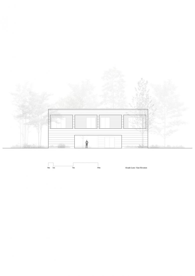 East elevation. Cova Miradoiro in Caeira by Gramática Arquitectónica.