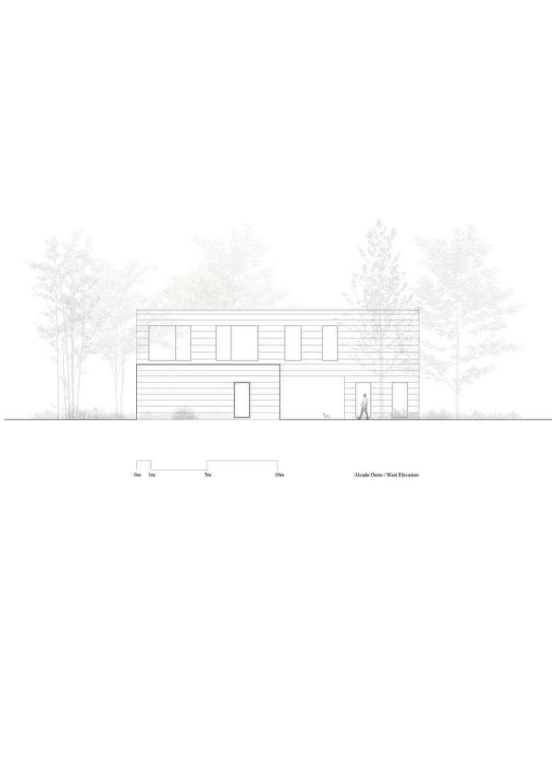 West elevation. Cova Miradoiro in Caeira by Gramática Arquitectónica.