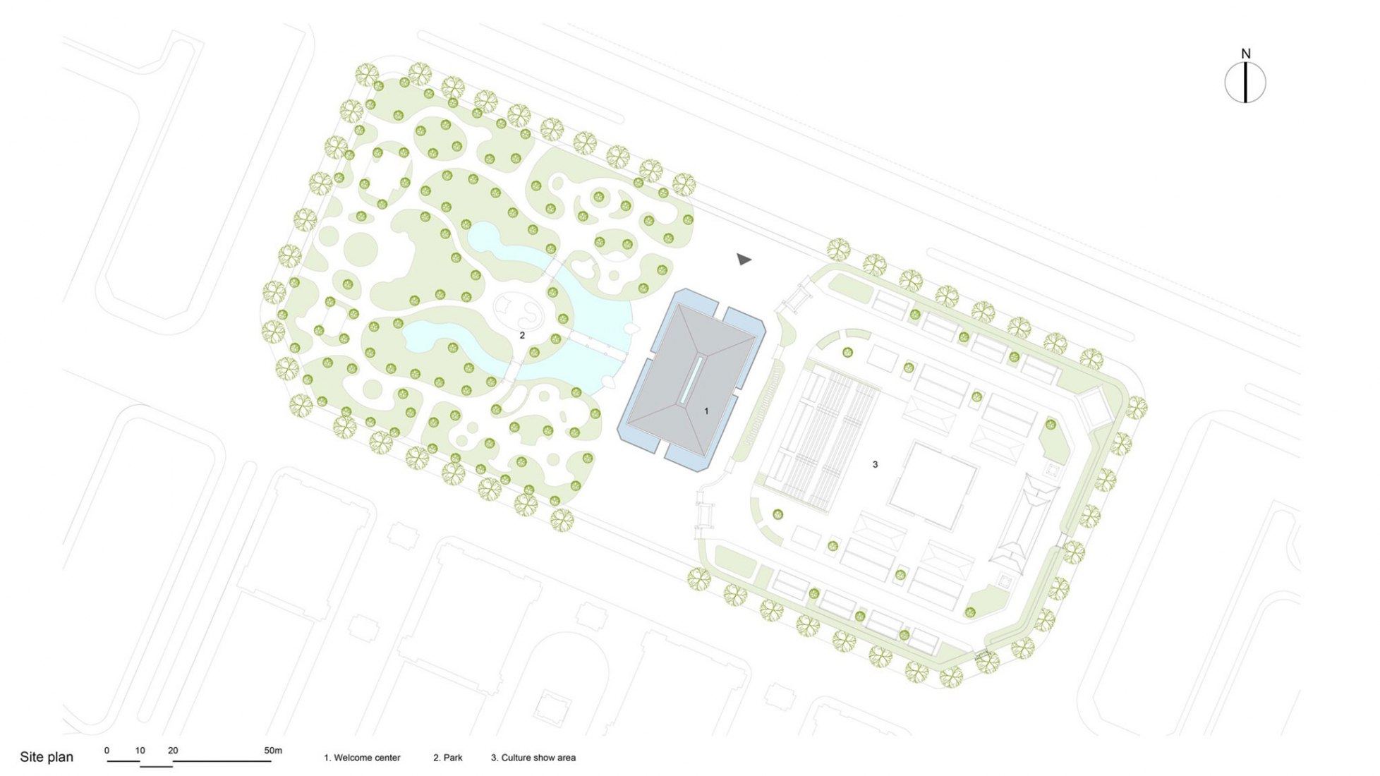 Plano de situación. Grand World Phu Quoc Welcome Center por VTN Architects.