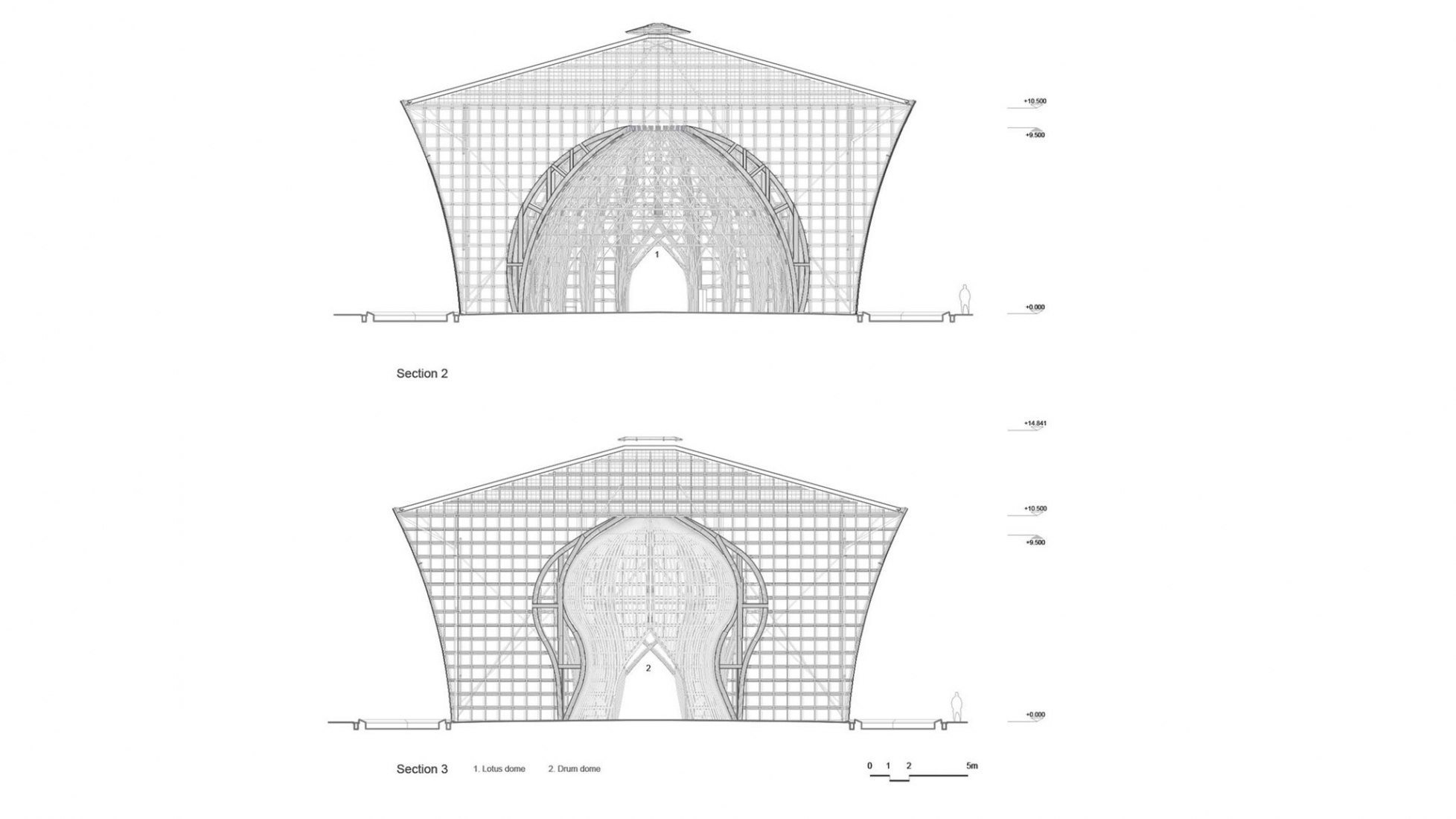 Sección. Grand World Phu Quoc Welcome Center por VTN Architects.