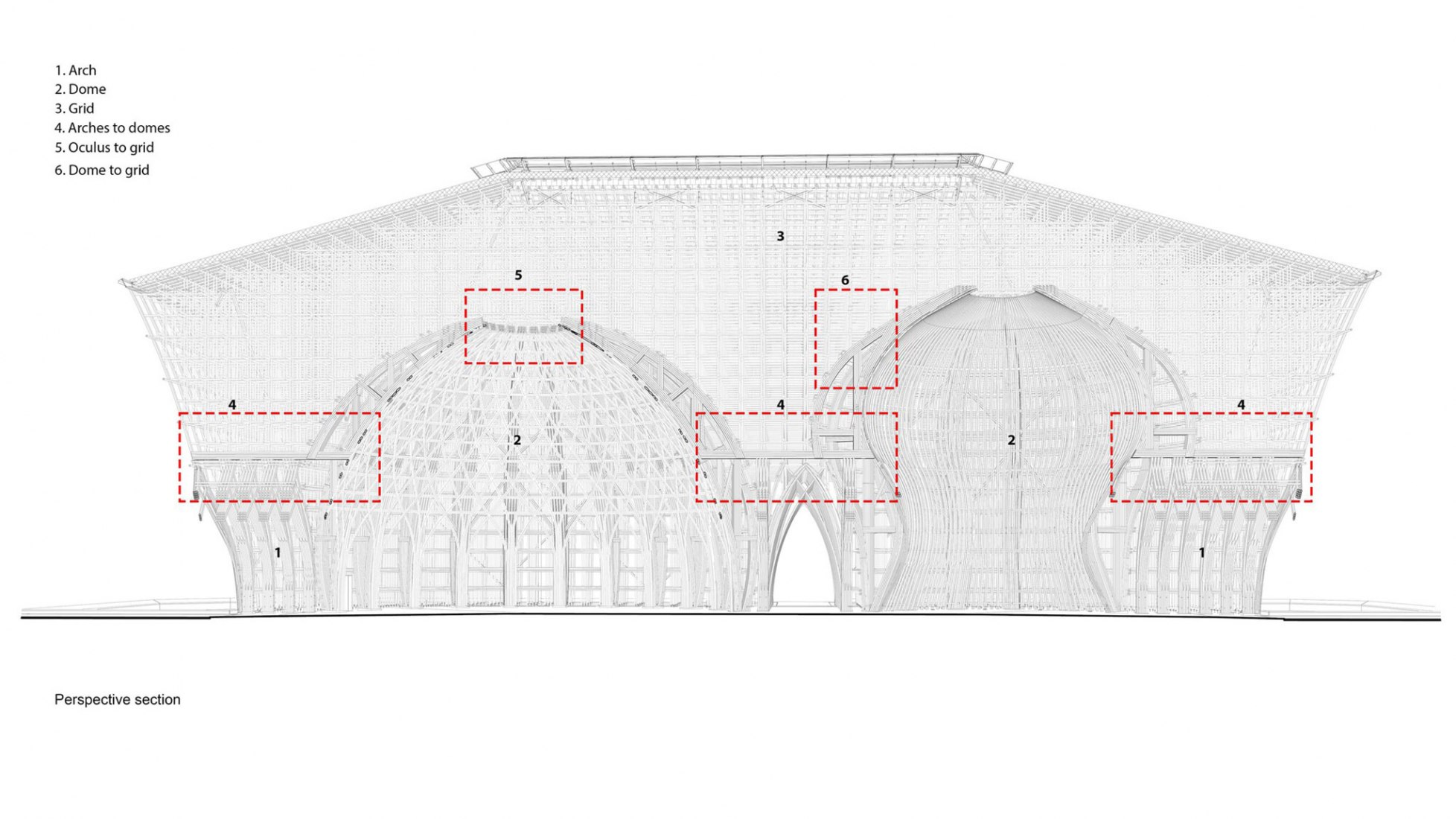 Sección transversal. Grand World Phu Quoc Welcome Center por VTN Architects.