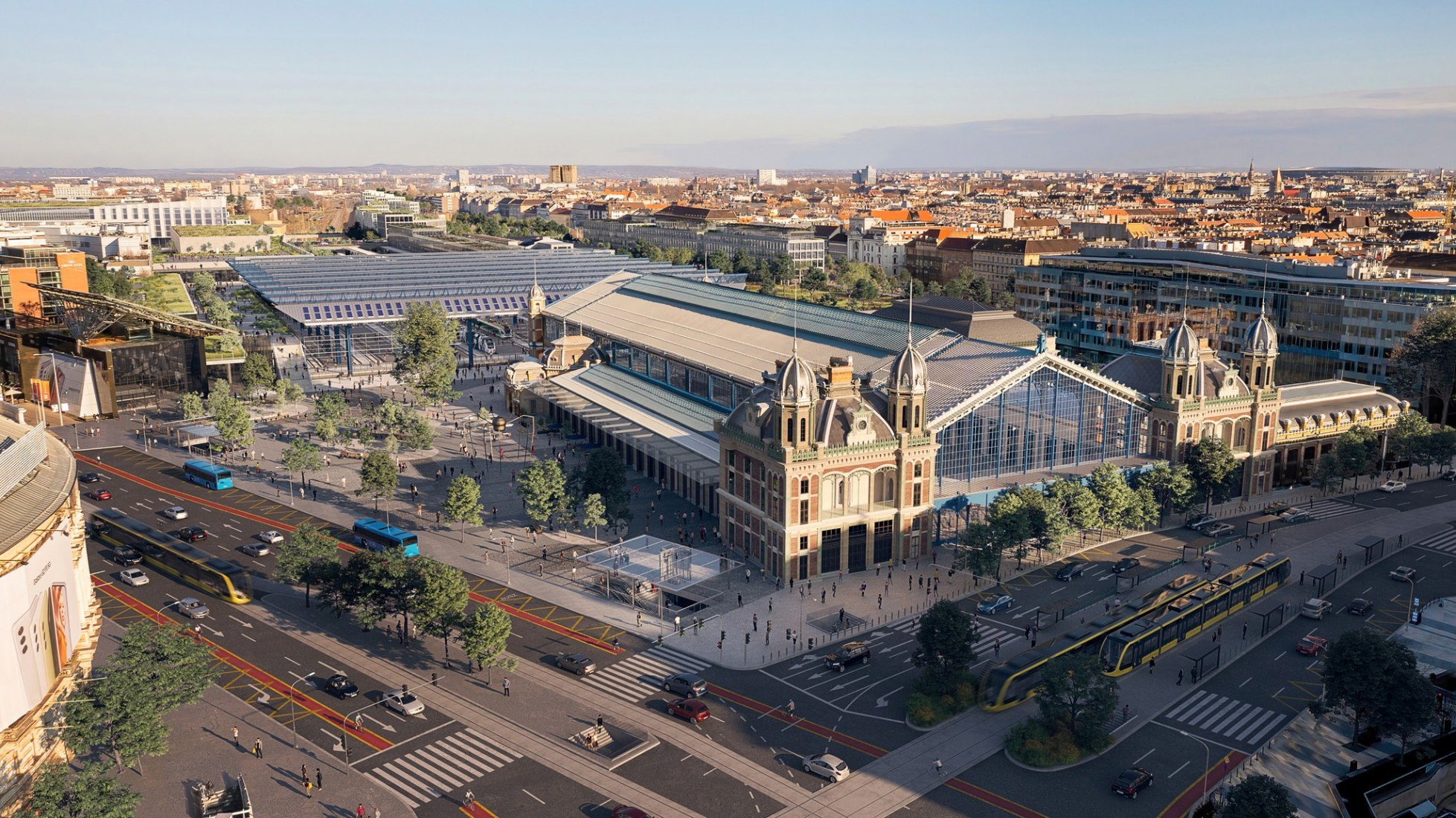 Nueva estación de tren de Nyugati en Budapest por Grimshaw. Visualización cortesía de la Agencia de Desarrollo de Budapest (BFK)
