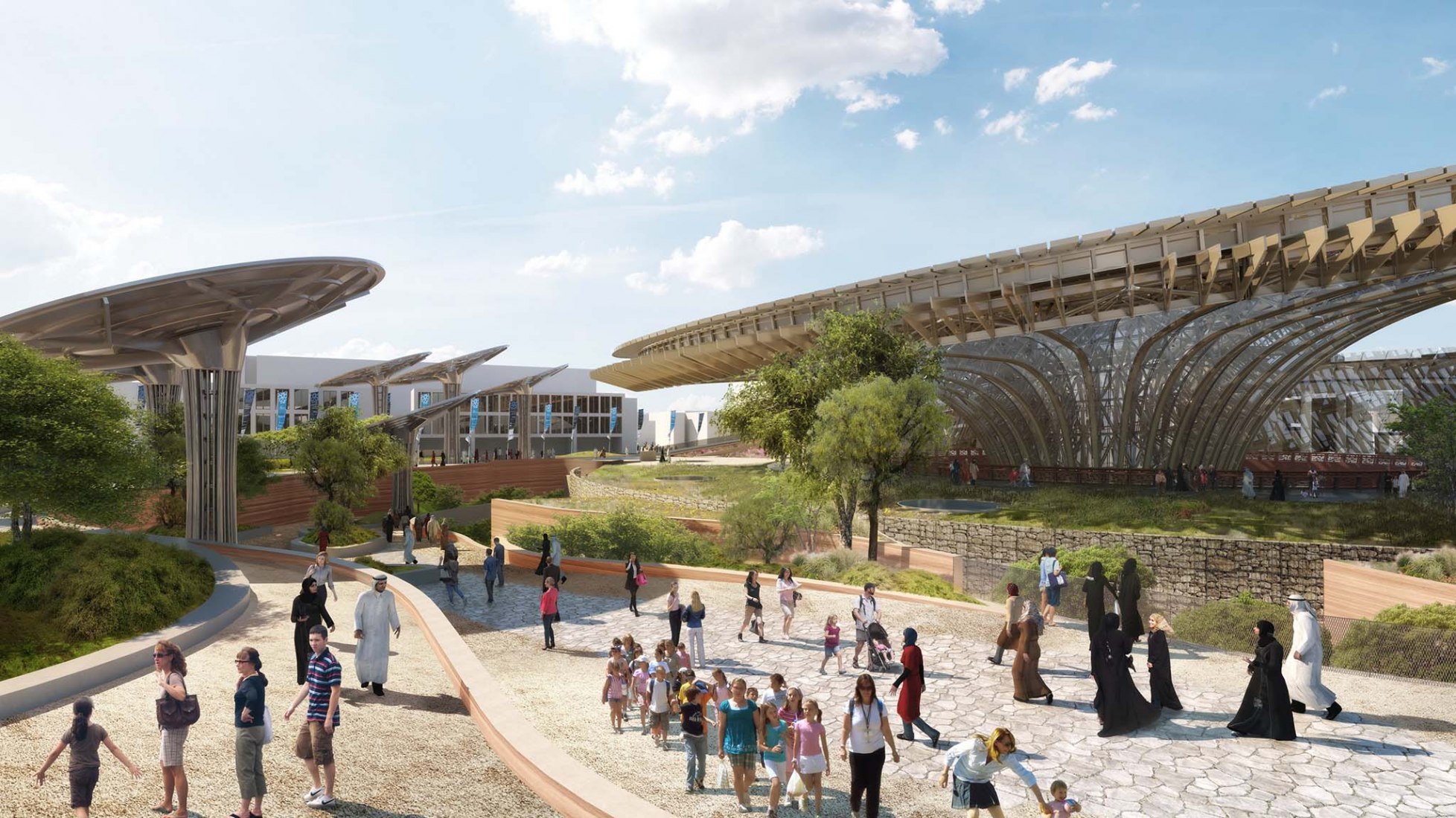 Visualización. Pabellón de la Sostenibilidad para la Expo de Dubai 2020 por Grimshaw Architects.