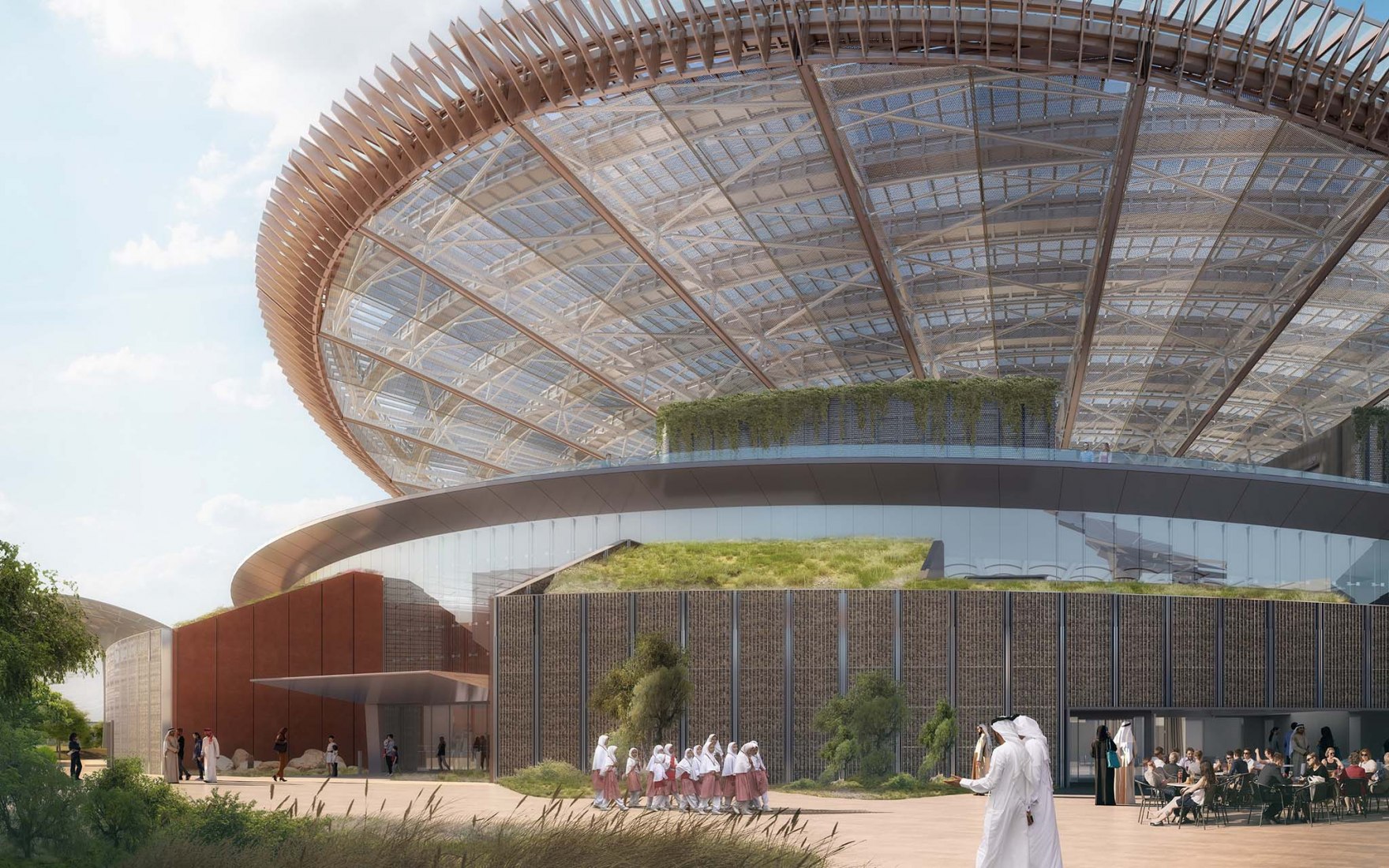 Visualización. Pabellón de la Sostenibilidad para la Expo de Dubai 2020 por Grimshaw Architects.
