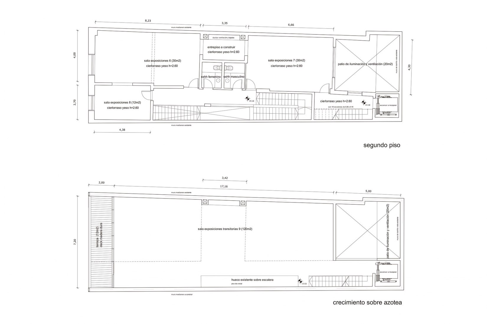 Second Floor and Third Floor plans. Gurvich Museum by Fernando Giordano and Rafael Lorente.