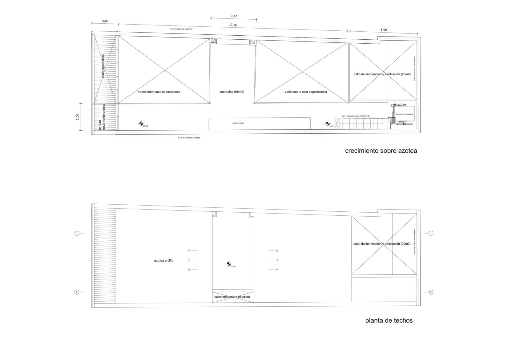 Fourth Floor and Roof plans. Gurvich Museum by Fernando Giordano and Rafael Lorente.