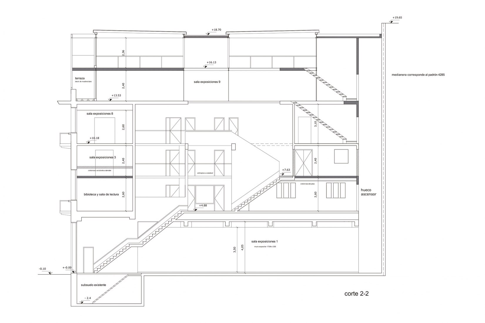 Section. Gurvich Museum by Fernando Giordano and Rafael Lorente.