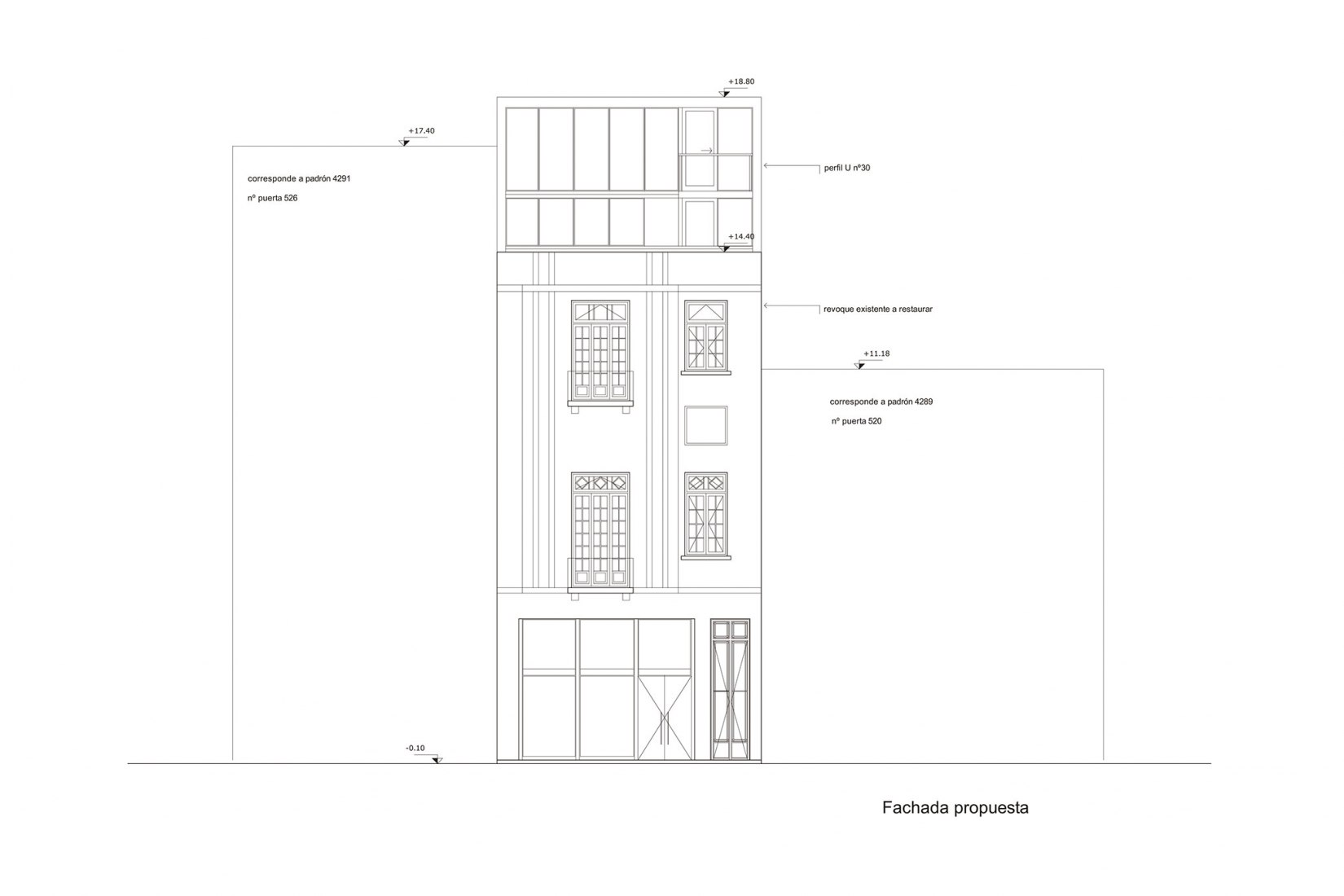 Elevation. Gurvich Museum by Fernando Giordano and Rafael Lorente.