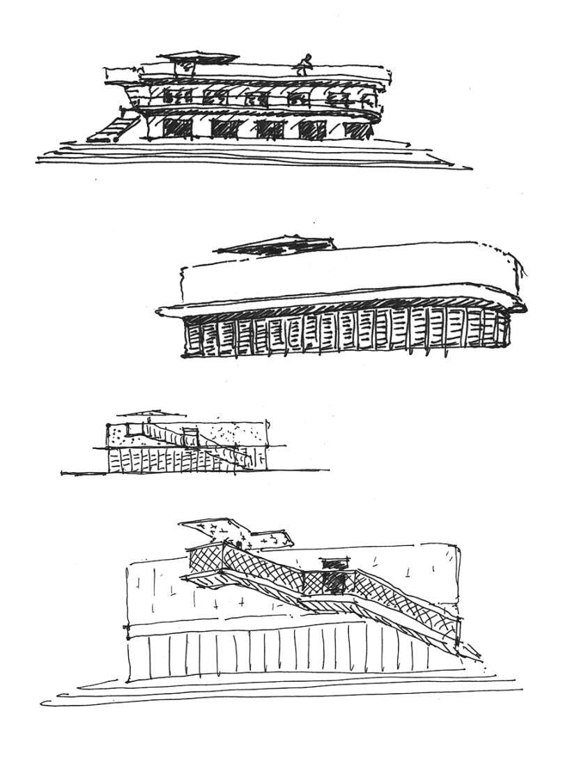 Croquis de la oficina del Capitán del puerto por PietriArchitectes. Imagen por Jean Baptiste Pietri.