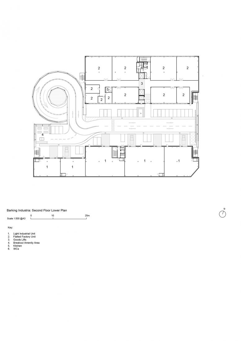 Second floor lower plan. Industria by Haworth Tompkins.