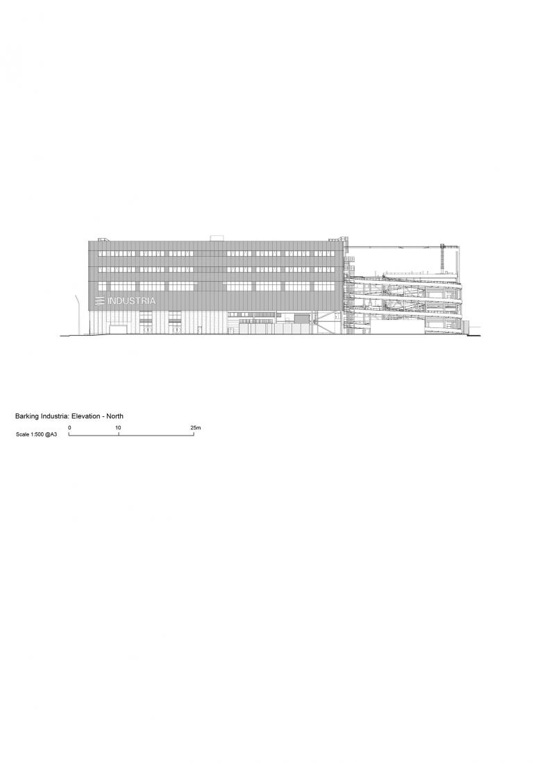 North elevation. Industria by Haworth Tompkins.