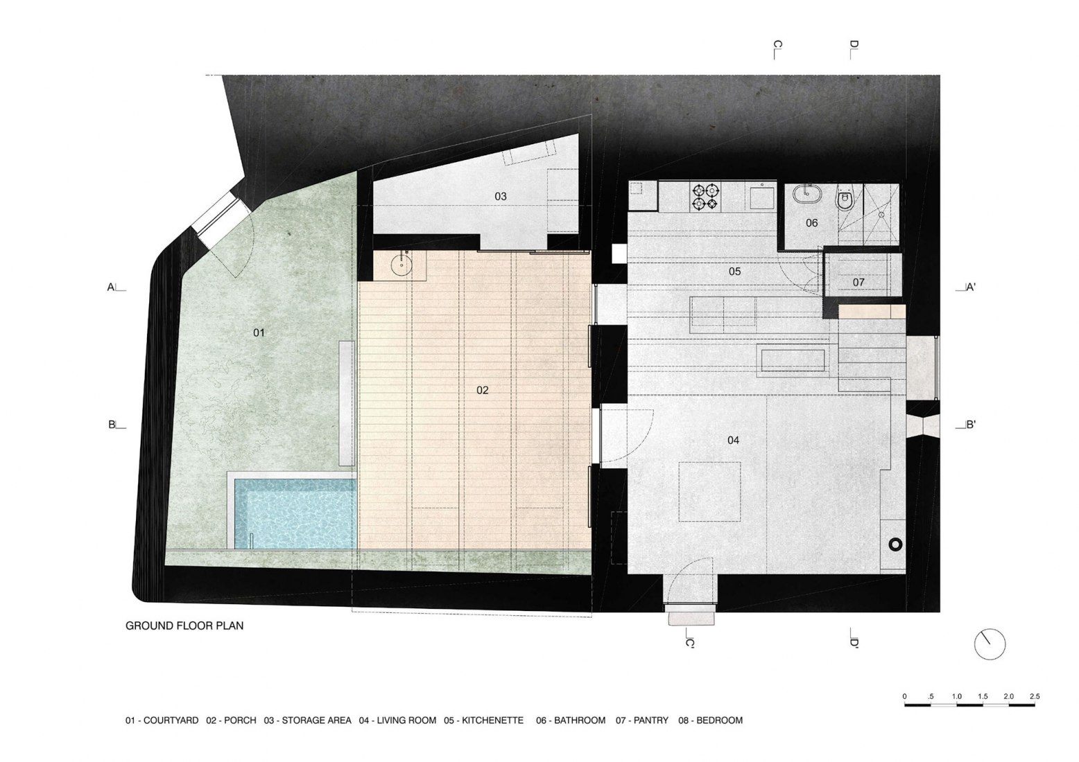 Ground floor plan. Rural House by HBG Architects.