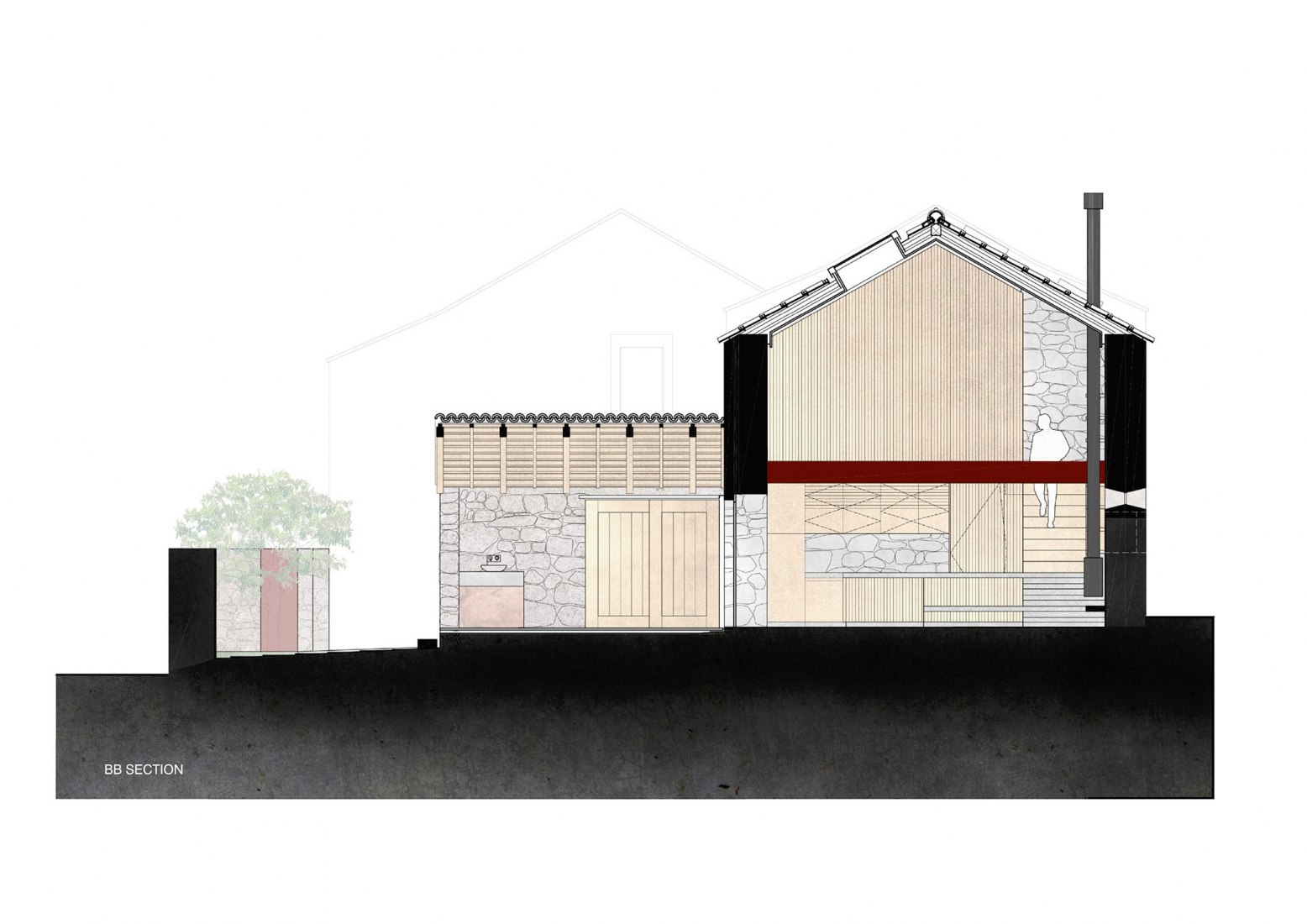 Section. Rural House by HBG Architects.
