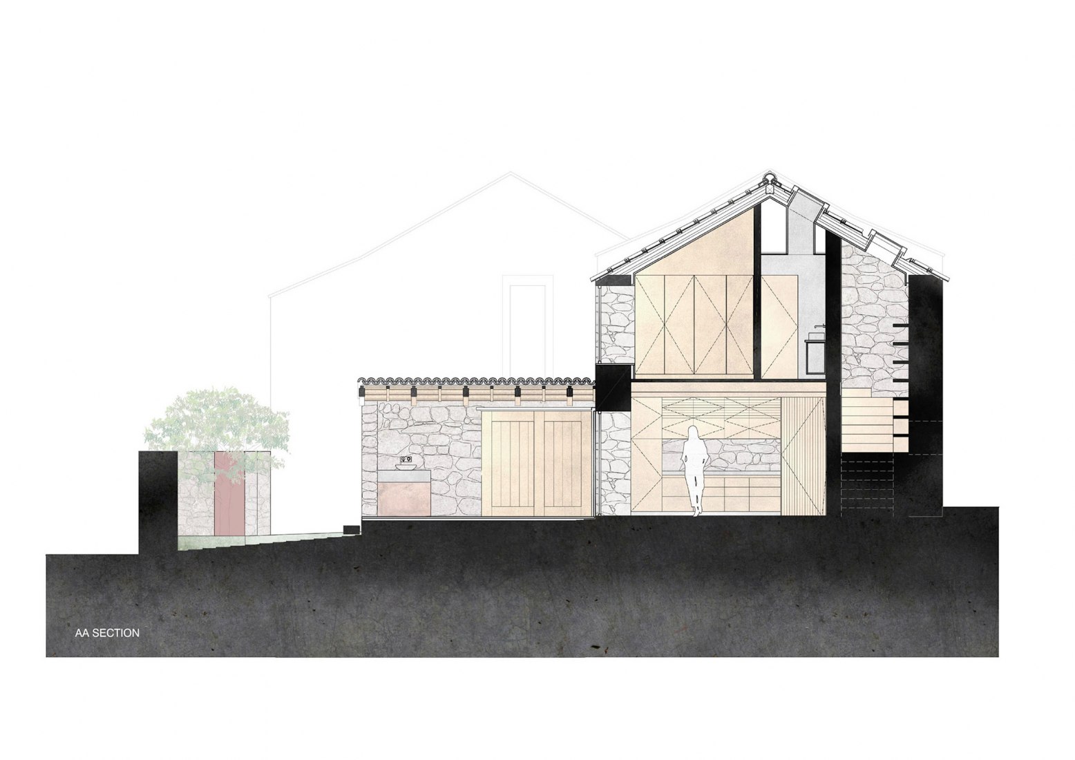 Section. Rural House by HBG Architects.
