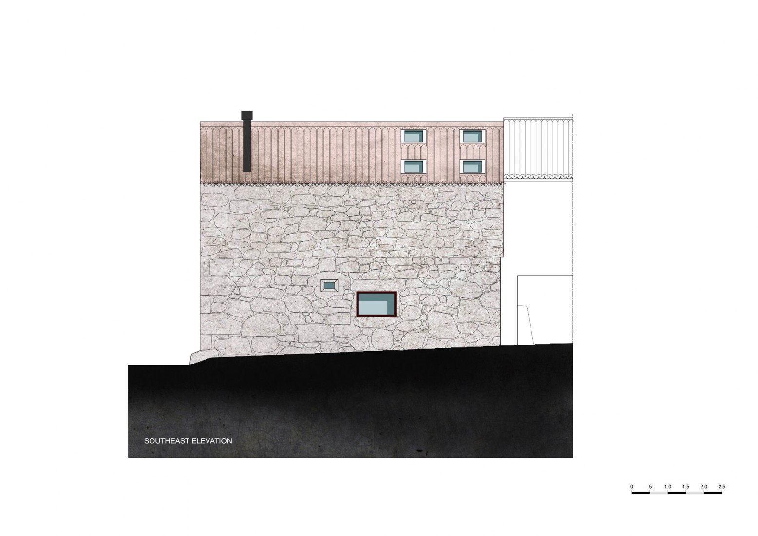 South-east elevation. Rural House by HBG Architects.