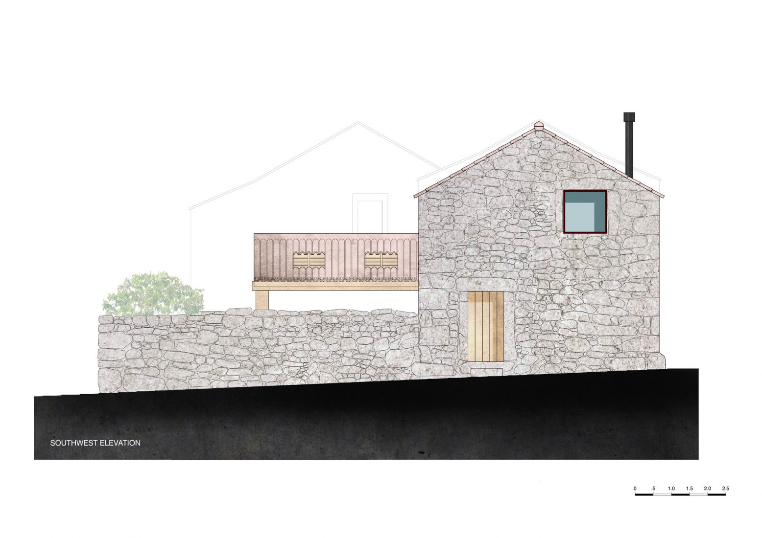 South-west elevation. Rural House by HBG Architects.