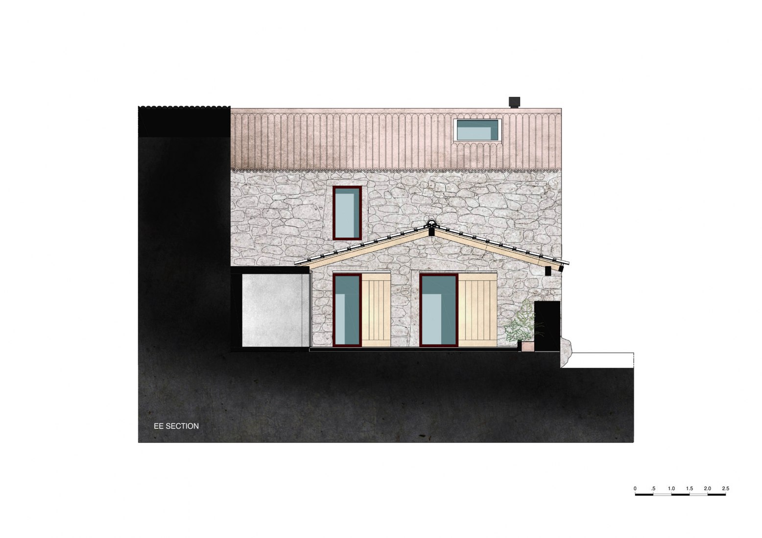 Section. Rural House by HBG Architects.