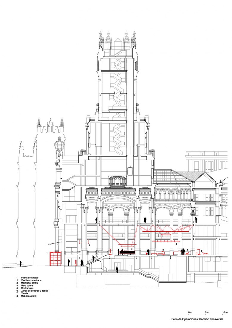 Operations yard - cross section. Colgando del Centro by Héctor Fernández Elorza