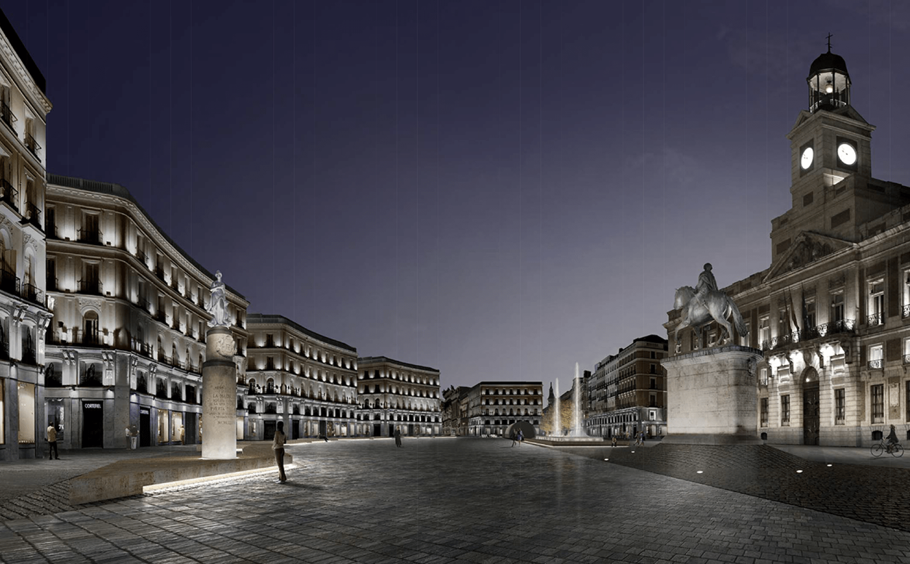 Night view. "El sol del membrillo” by José Ignacio Linazasoro and Ricardo Sánchez. First Prize of the Think Sol Contest.
