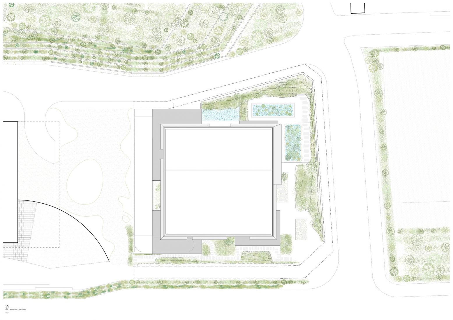 Roof floor plan. Seoripul Open Art Storage by Herzog & de Meuron.