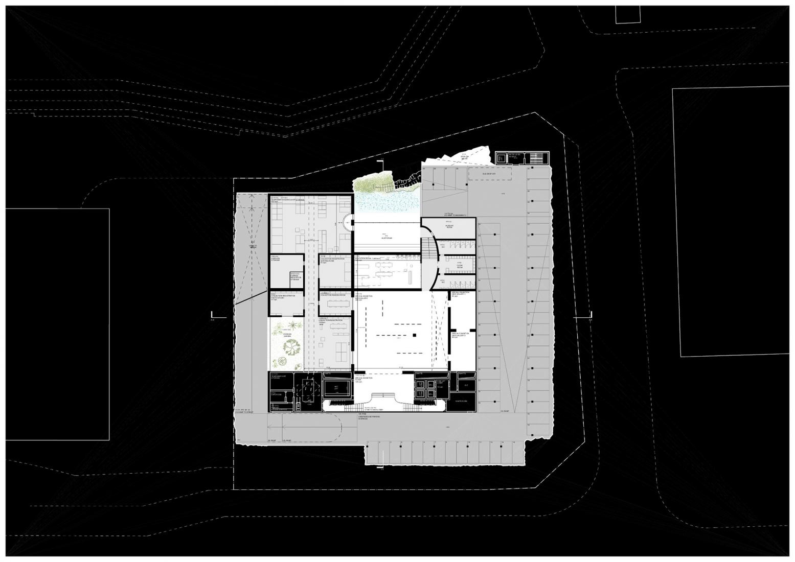 Basement floor plan. Seoripul Open Art Storage by Herzog & de Meuron.