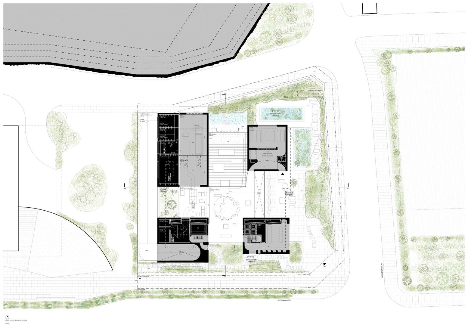 Ground floor plan. Seoripul Open Art Storage by Herzog & de Meuron.