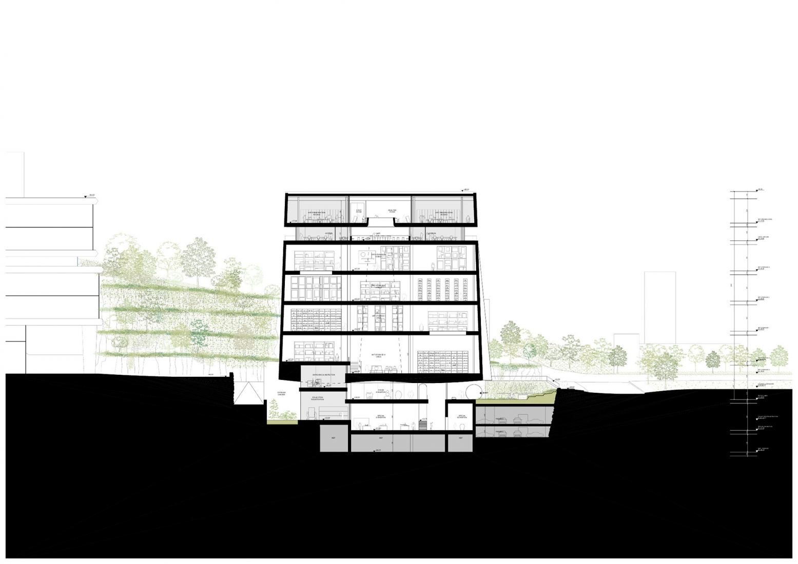 Section plan. Seoripul Open Art Storage by Herzog & de Meuron.