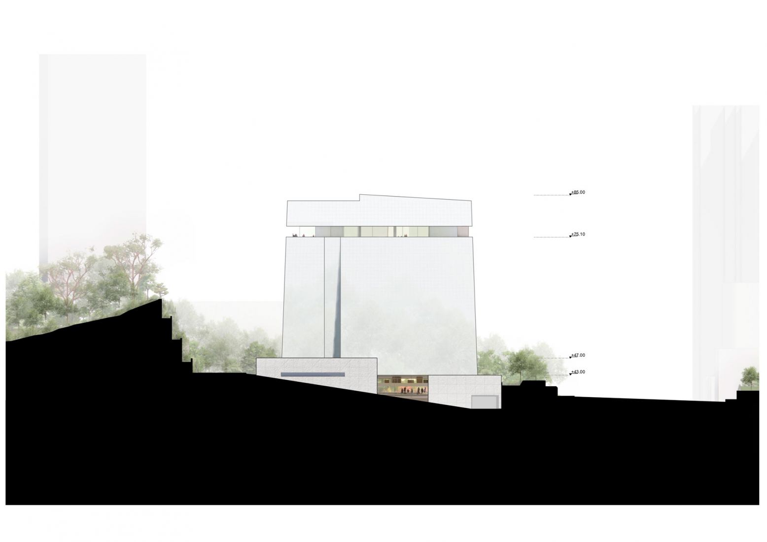 Elevation plan. Seoripul Open Art Storage by Herzog & de Meuron.