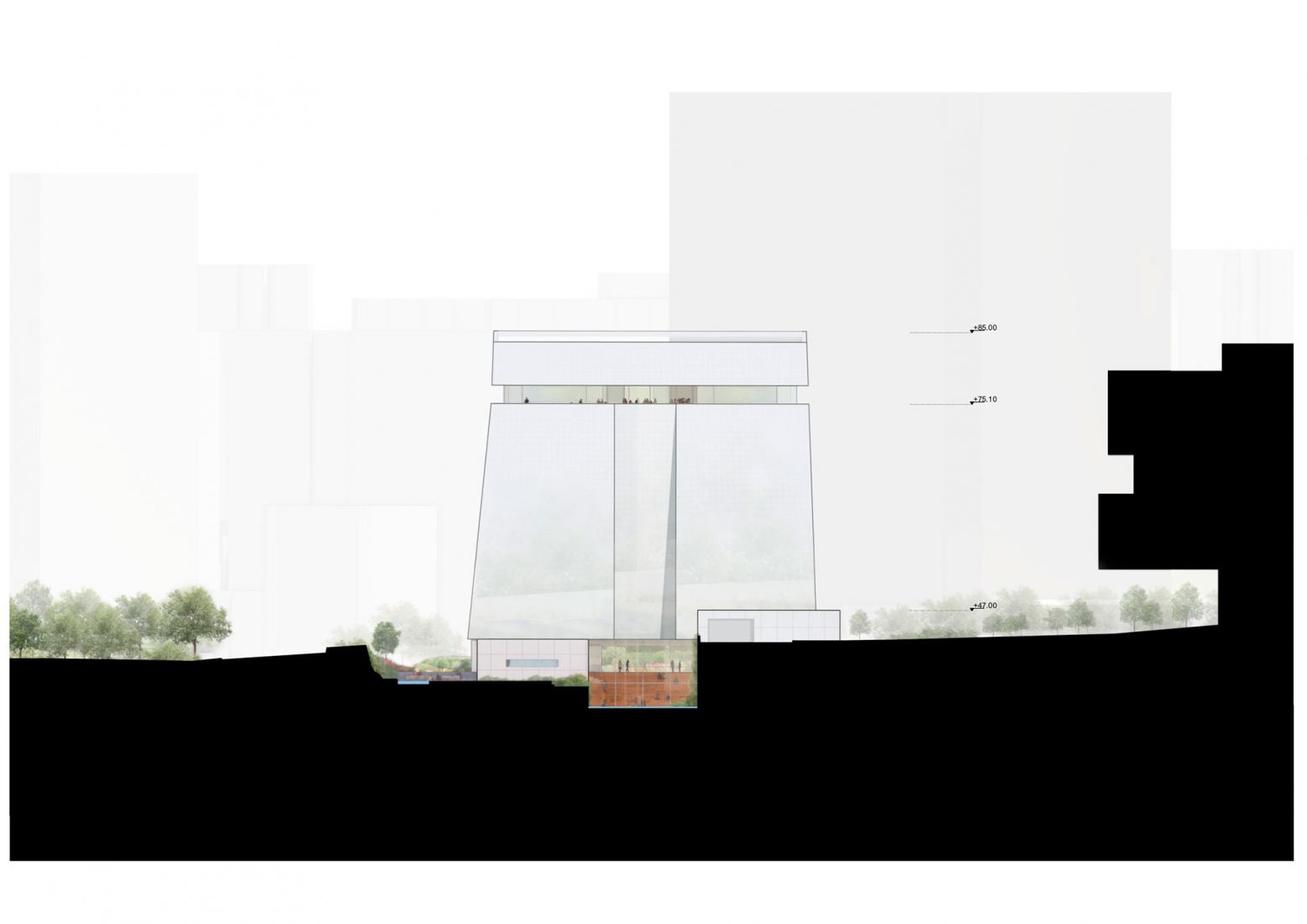 Elevation plan. Seoripul Open Art Storage by Herzog & de Meuron.