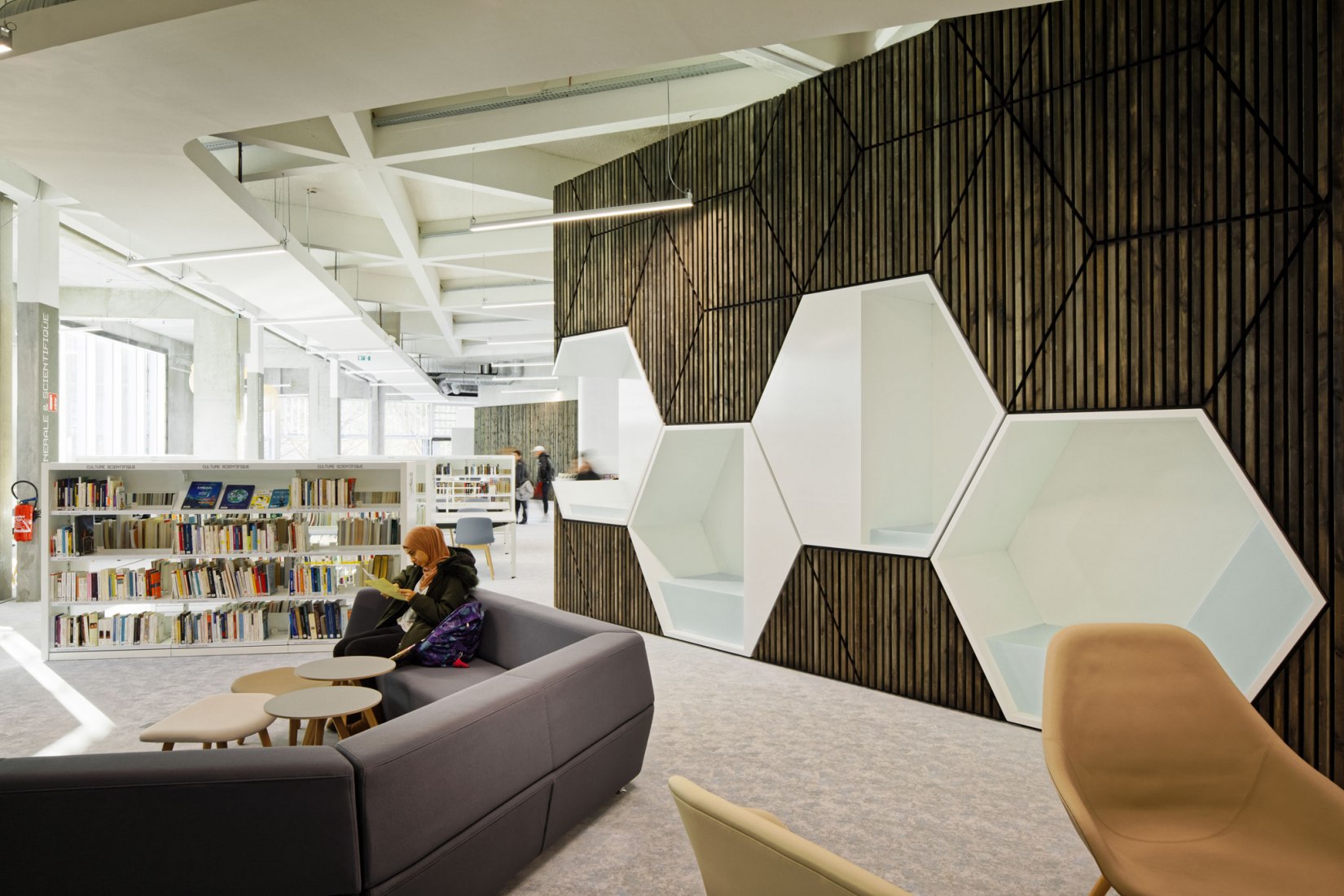 Learning center Hexagone by Rémy Marciano. Photograph by Takuji Shimmur.
