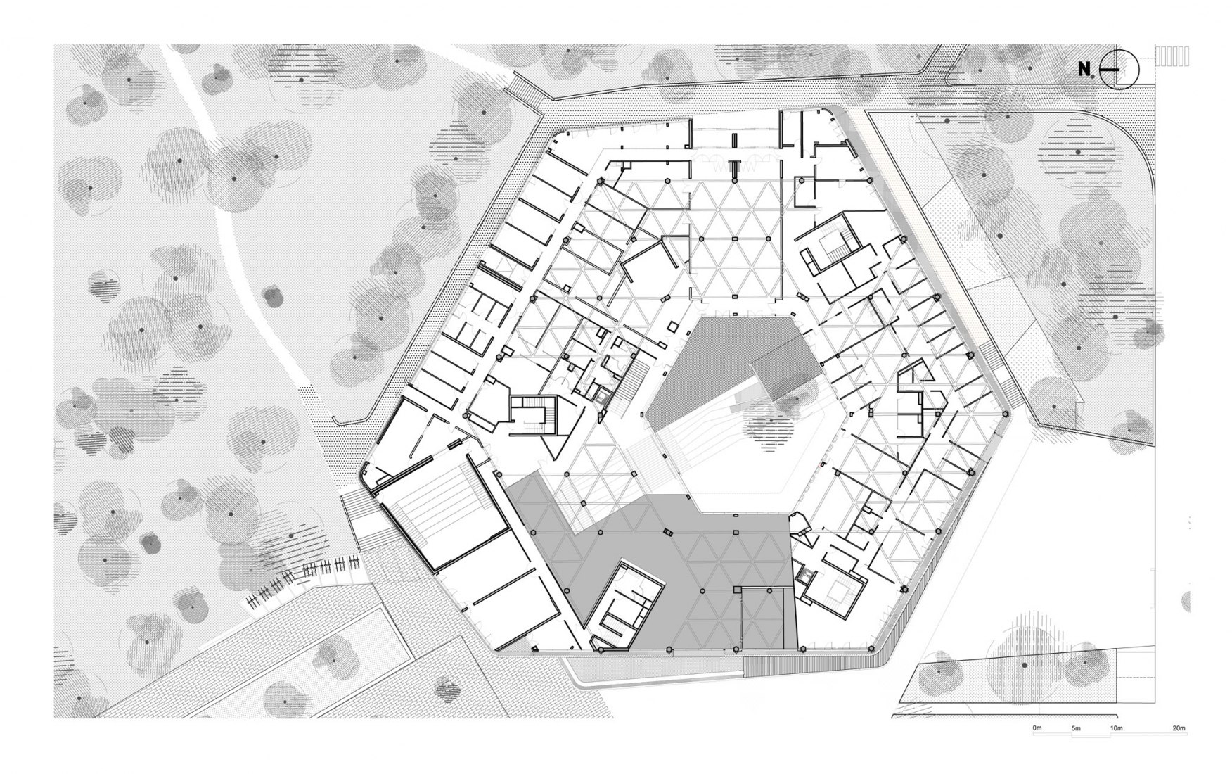 Site masterplan. Learning center Hexagone by Rémy Marciano.
